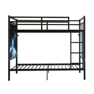 English Elm Single-Bed Twin Over Iron Bunk Bed for Kids with Full Guardrail and Storage W5635P506582
