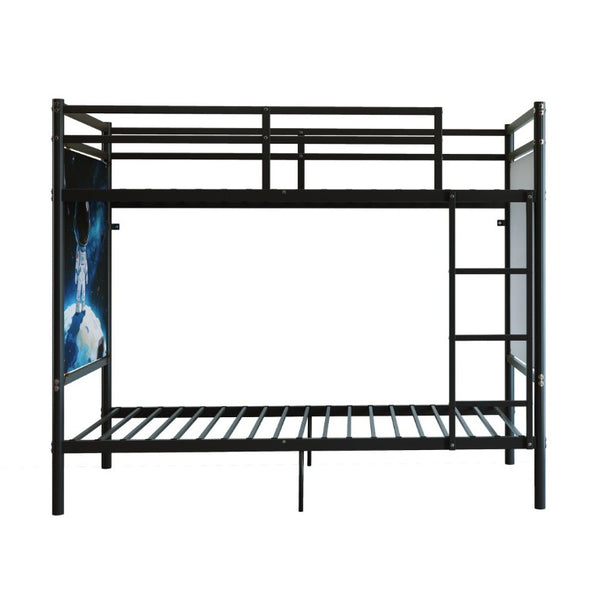 English Elm Single-Bed Twin Over Iron Bunk Bed for Kids with Full Guardrail and Storage W5635P506582