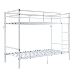 English Elm Twin Over Bunk Bed Heavy Duty Iron Frame Noise Free Guardrail Kids Dorm Room White W5635P507066