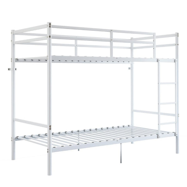 English Elm Twin Over Bunk Bed Heavy Duty Iron Frame Noise Free Guardrail Kids Dorm Room White W5635P507066