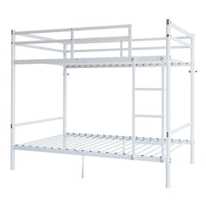 English Elm Twin Over Bunk Bed Heavy Duty Iron Frame Noise Free Guardrail Kids Dorm Room White W5635P507066