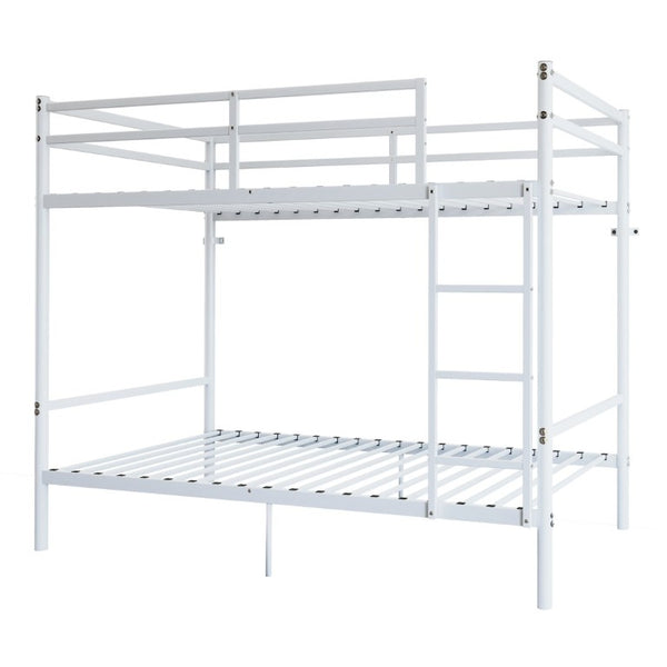 English Elm Twin Over Bunk Bed Heavy Duty Iron Frame Noise Free Guardrail Kids Dorm Room White W5635P507066