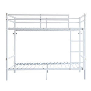 English Elm Twin Over Bunk Bed Heavy Duty Iron Frame Noise Free Guardrail Kids Dorm Room White W5635P507066