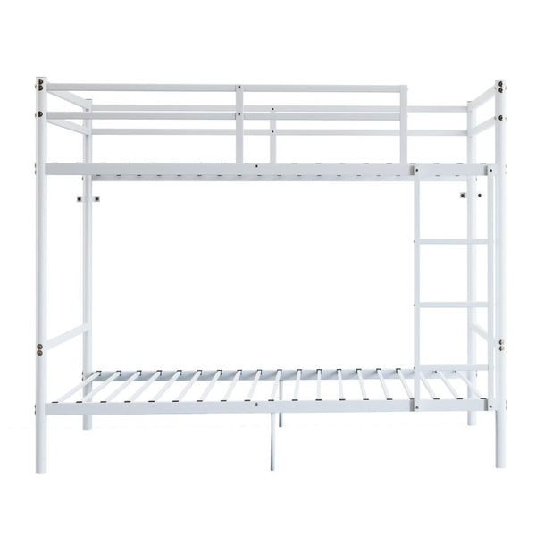 English Elm Twin Over Bunk Bed Heavy Duty Iron Frame Noise Free Guardrail Kids Dorm Room White W5635P507066
