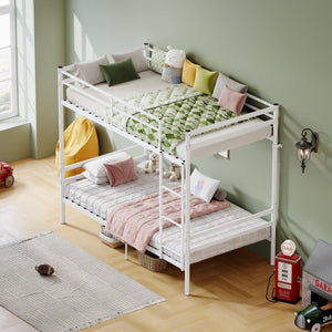 English Elm Bunk Bed Twin Over Heavy Duty Iron Frame with Safety Guardrail for Kids W5635P507106