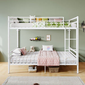 English Elm Bunk Bed Twin Over Heavy Duty Iron Frame with Safety Guardrail for Kids W5635P507106