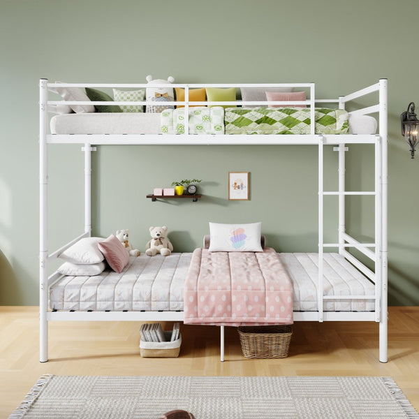 English Elm Bunk Bed Twin Over Heavy Duty Iron Frame with Safety Guardrail for Kids W5635P507106