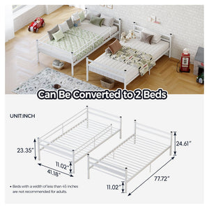 English Elm Bunk Bed Twin Over Heavy Duty Iron Frame with Safety Guardrail for Kids W5635P507106