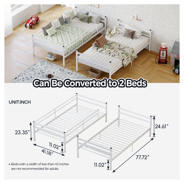 English Elm Bunk Bed Twin Over Heavy Duty Iron Frame with Safety Guardrail for Kids W5635P507106