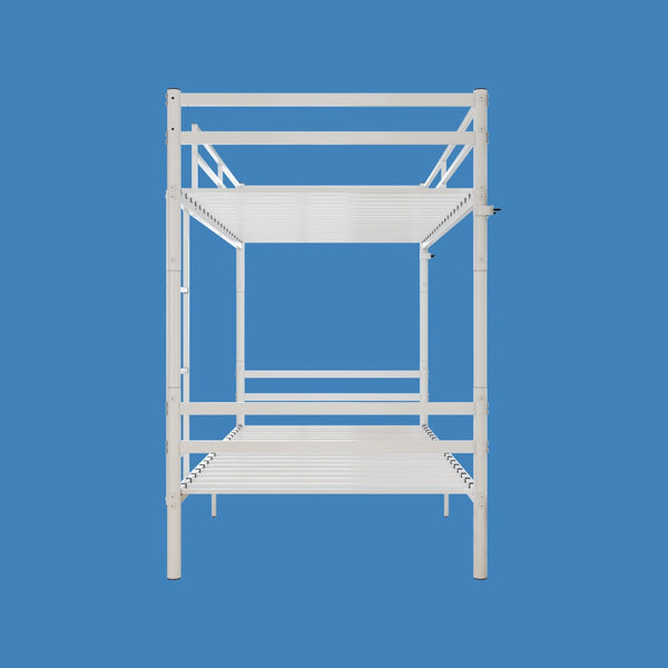 English Elm Bunk Bed Twin Over Heavy Duty Iron Frame with Safety Guardrail for Kids W5635P507106
