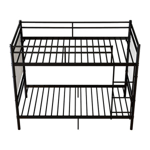 English Elm Bunk Bed Twin Over Solid Iron Frame with Full Guardrail and Built-In Slats W5635P507111