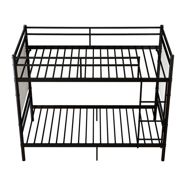 English Elm Bunk Bed Twin Over Solid Iron Frame with Full Guardrail and Built-In Slats W5635P507111
