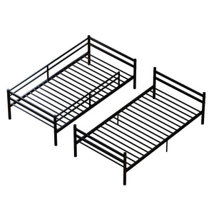 English Elm Bunk Bed Twin Over Solid Iron Frame with Full Guardrail and Built-In Slats W5635P507111