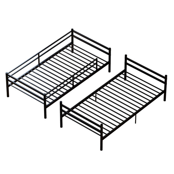 English Elm Bunk Bed Twin Over Solid Iron Frame with Full Guardrail and Built-In Slats W5635P507111