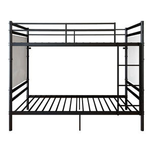 English Elm Bunk Bed Twin Over Solid Iron Frame with Full Guardrail and Built-In Slats W5635P507111