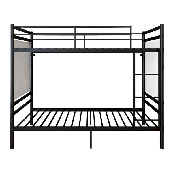 English Elm Bunk Bed Twin Over Solid Iron Frame with Full Guardrail and Built-In Slats W5635P507111