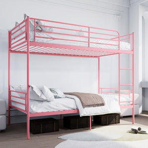English Elm Bunk Bed Twin Over Iron Frame with Safety Guardrail Ladder Kids Shared Room W5635P510138