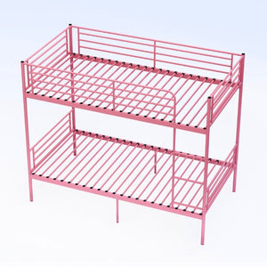 English Elm Bunk Bed Twin Over Iron Frame with Safety Guardrail Ladder Kids Shared Room W5635P510138
