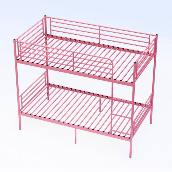 English Elm Bunk Bed Twin Over Iron Frame with Safety Guardrail Ladder Kids Shared Room W5635P510138