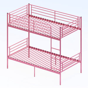 English Elm Bunk Bed Twin Over Iron Frame with Safety Guardrail Ladder Kids Shared Room W5635P510138