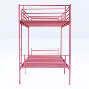 English Elm Bunk Bed Twin Over Iron Frame with Safety Guardrail Ladder Kids Shared Room W5635P510138