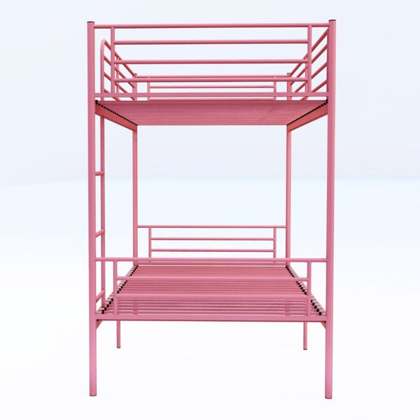 English Elm Bunk Bed Twin Over Iron Frame with Safety Guardrail Ladder Kids Shared Room W5635P510138