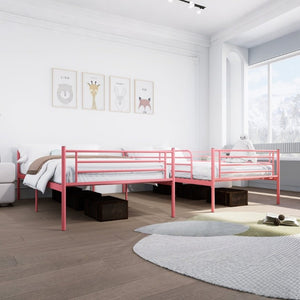 English Elm Bunk Bed Twin Over Iron Frame with Safety Guardrail Ladder Kids Shared Room W5635P510138