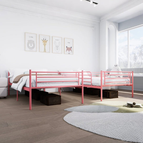 English Elm Bunk Bed Twin Over Iron Frame with Safety Guardrail Ladder Kids Shared Room W5635P510138