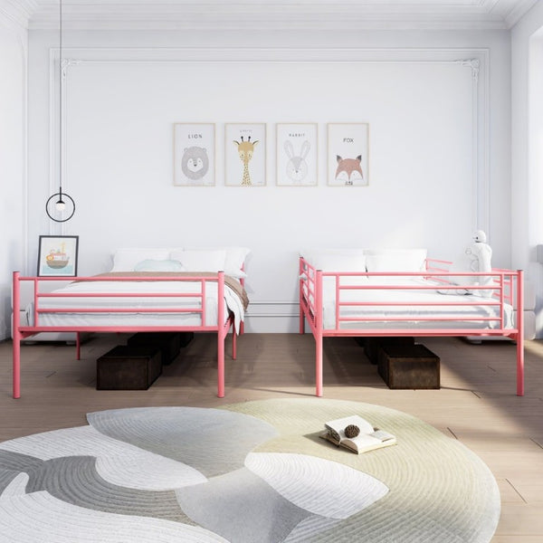 English Elm Bunk Bed Twin Over Iron Frame with Safety Guardrail Ladder Kids Shared Room W5635P510138