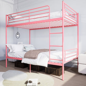 English Elm Bunk Bed Twin Over Iron Frame with Safety Guardrail Ladder Kids Shared Room W5635P510138
