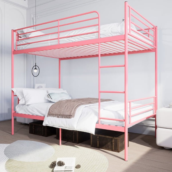 English Elm Bunk Bed Twin Over Iron Frame with Safety Guardrail Ladder Kids Shared Room W5635P510138