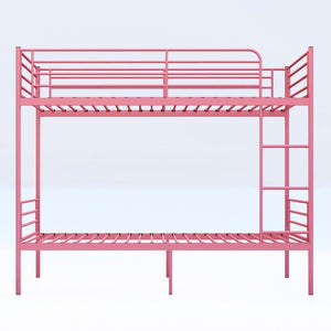 English Elm Bunk Bed Twin Over Iron Frame with Safety Guardrail Ladder Kids Shared Room W5635P510138