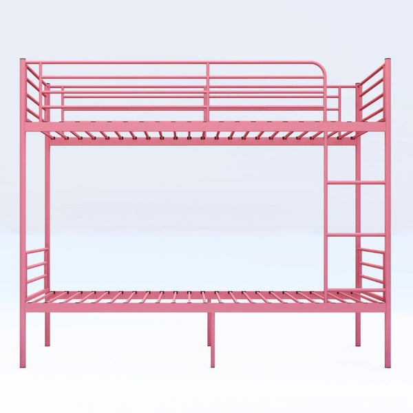 English Elm Bunk Bed Twin Over Iron Frame with Safety Guardrail Ladder Kids Shared Room W5635P510138