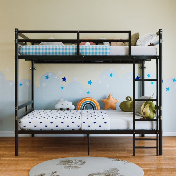 English Elm Home Full Over Metal Bunk Bed Matte Black Frame with Safety Guardrails for Kids W5635P510877