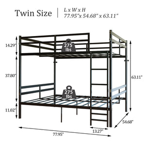 English Elm Home Full Over Metal Bunk Bed Matte Black Frame with Safety Guardrails for Kids W5635P510877