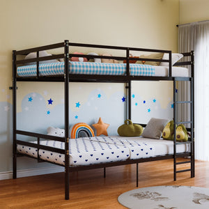 English Elm Home Full Over Metal Bunk Bed Matte Black Frame with Safety Guardrails for Kids W5635P510877