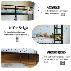English Elm Home Full Over Metal Bunk Bed Matte Black Frame with Safety Guardrails for Kids W5635P510877