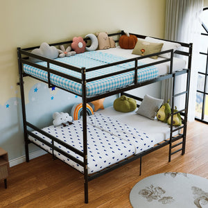 English Elm Home Full Over Metal Bunk Bed Matte Black Frame with Safety Guardrails for Kids W5635P510877