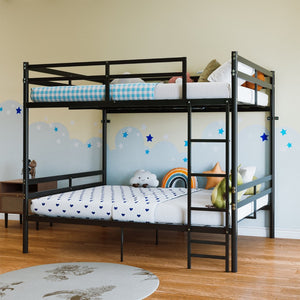 English Elm Home Full Over Metal Bunk Bed Matte Black Frame with Safety Guardrails for Kids W5635P510877