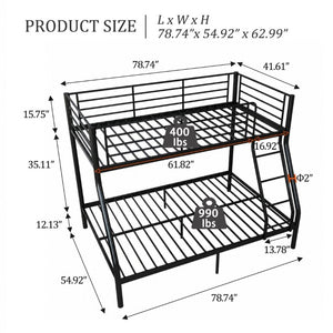 English Elm Bunk Bed Twin Over Full Heavy Duty Steel Frame Squeak Free Slats 990 Lb Capacity W5635P513012