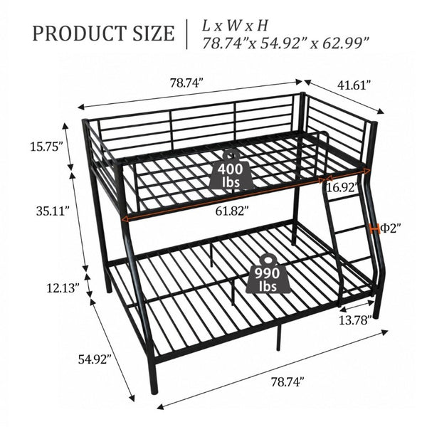 English Elm Bunk Bed Twin Over Full Heavy Duty Steel Frame Squeak Free Slats 990 Lb Capacity W5635P513012