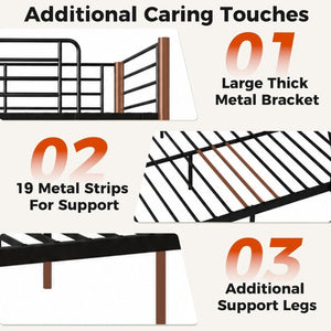 English Elm Bunk Bed Twin Over Full Heavy Duty Steel Frame Squeak Free Slats 990 Lb Capacity W5635P513012