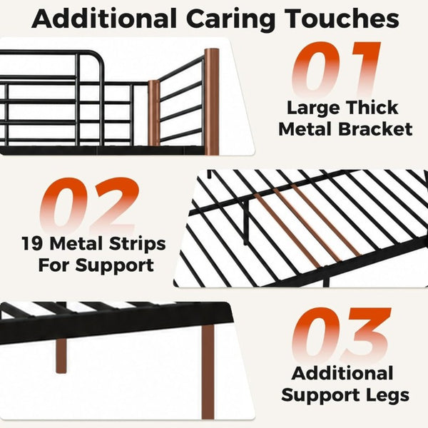 English Elm Bunk Bed Twin Over Full Heavy Duty Steel Frame Squeak Free Slats 990 Lb Capacity W5635P513012