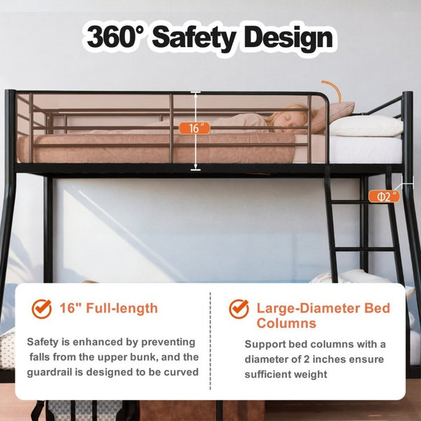 English Elm Bunk Bed Twin Over Full Heavy Duty Steel Frame Squeak Free Slats 990 Lb Capacity W5635P513012