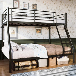 English Elm Metal Twin Over Full Bunk Bed Heavy Duty Steel Frame with Guardrail for Kids and Adults W5635P513013