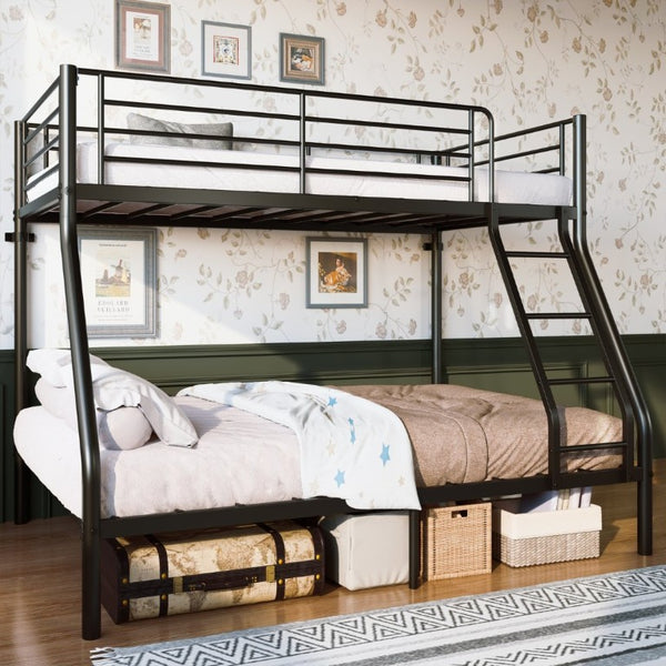 English Elm Metal Twin Over Full Bunk Bed Heavy Duty Steel Frame with Guardrail for Kids and Adults W5635P513013