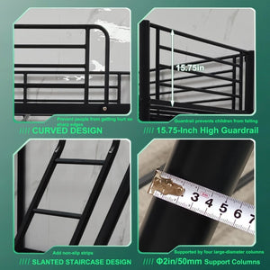 English Elm Metal Twin Over Full Bunk Bed Heavy Duty Steel Frame with Guardrail for Kids and Adults W5635P513013