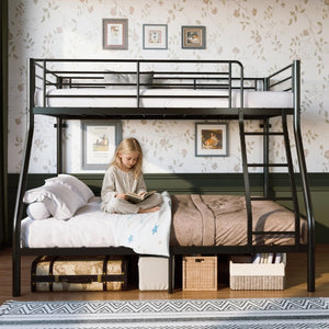 English Elm Metal Twin Over Full Bunk Bed Heavy Duty Steel Frame with Guardrail for Kids and Adults W5635P513013