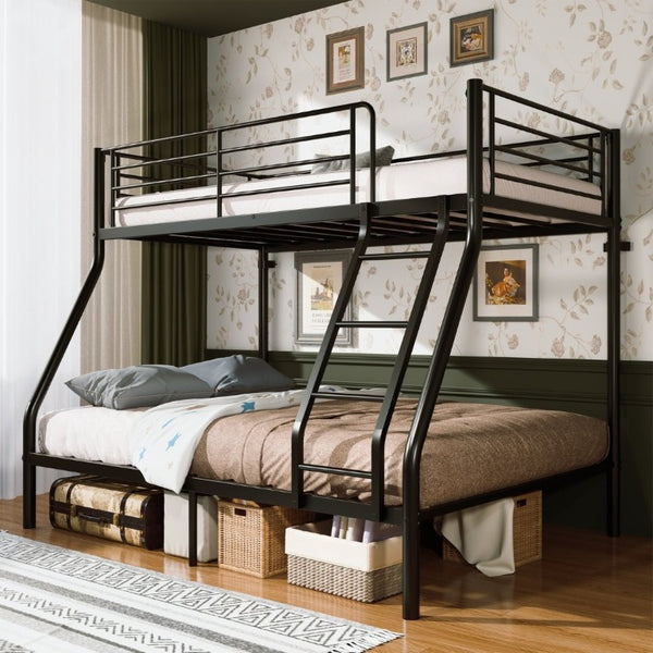 English Elm Metal Twin Over Full Bunk Bed Heavy Duty Steel Frame with Guardrail for Kids and Adults W5635P513013
