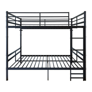 English Elm Metal Full Size Bunk Bed Heavy Duty Iron Frame with Guardrail Ladder and Storage Space W5635P513025